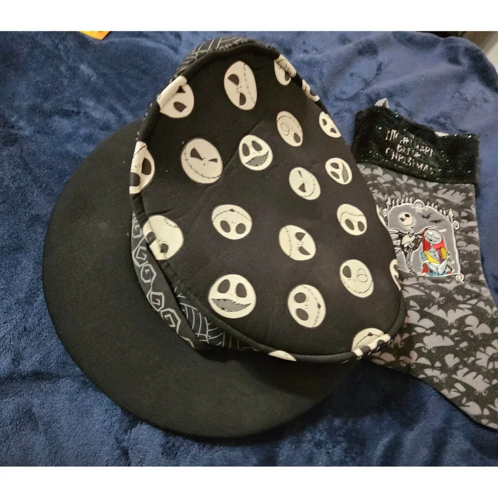 Disney Nightmare Before Christmas Jack Skellington Top Hat and Stocking Bundle
